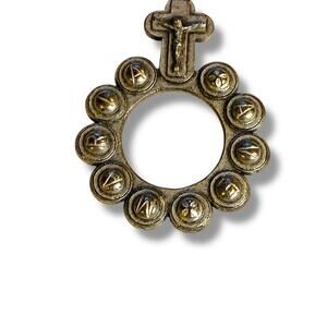 Ava Maria Vintage Pendant Silvertone Cross Catholic Religious 1.6"